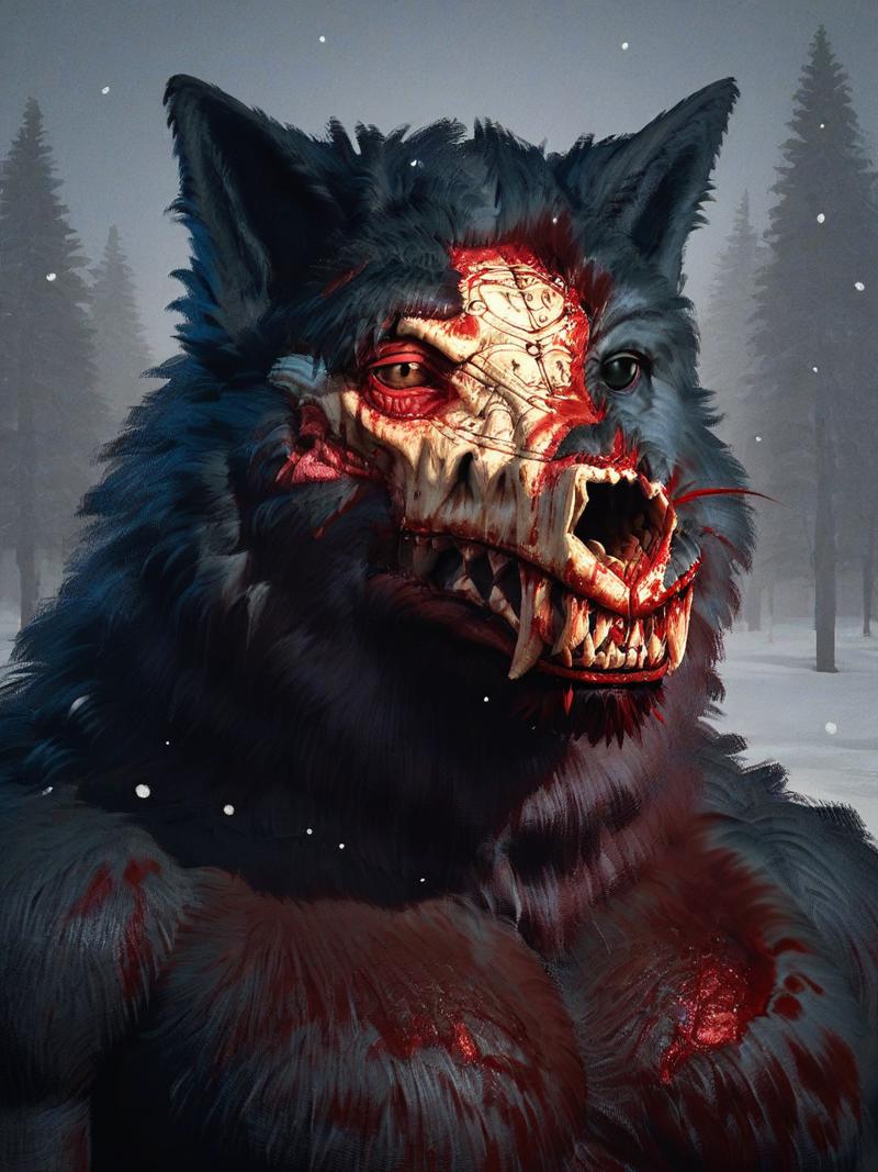 00000-116696766-anthro mephisto male wolf fangs black_eyes standing, fluffy wet fur blood, upper body pecs, hand_behind_head, score_9, score_8_u.png